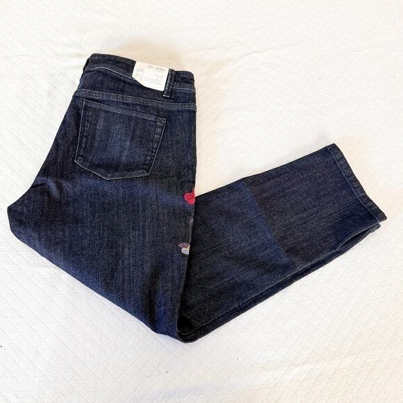 J. Jill Slim Ankle Luna Wash Multi Denim Jeans Flower Embroidered SZ8P NWT - Picture 7 of 8